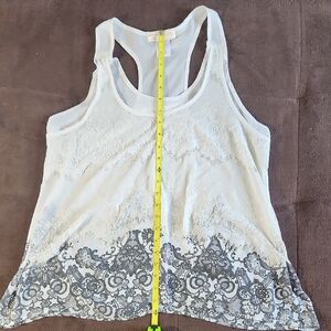 No Boundaries Cream and Gray Lace Tank Top
